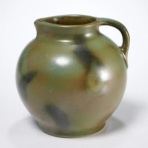 Vintage Red Wing Art Pottery Nokomis Pitcher 1930s Green Glaze Ceramic Decor