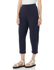 Daily Ritual Women's Terry Cotton & Modal Barrel-Leg Joggers, Navy Size XL
