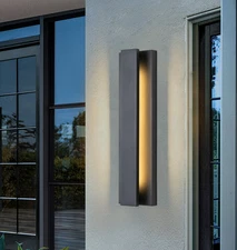 21’’ LED Modern Wall Sconce,Black Outdoor Wall Lights Fixture Long Porch Light