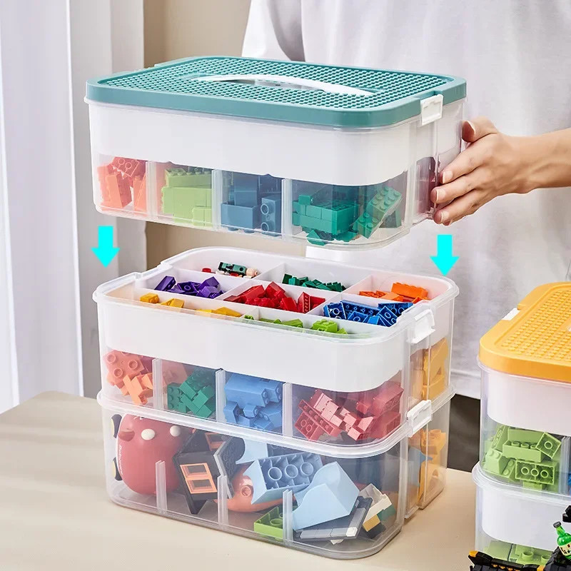 Colorful Plastic Building Block Storage Box – Kids Toy Organizer & Puzzle Sorter