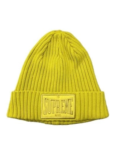 Supreme patch surteint bonnet bonnet tricot sans coton jaune Soli AEj12