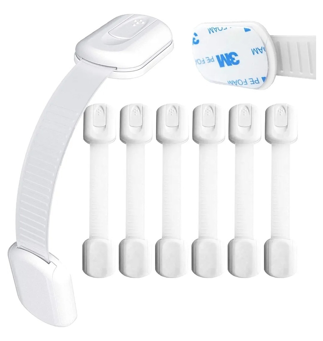S L1200 3m child safety strap locks - baby proof cabinets & appliances 24 pack