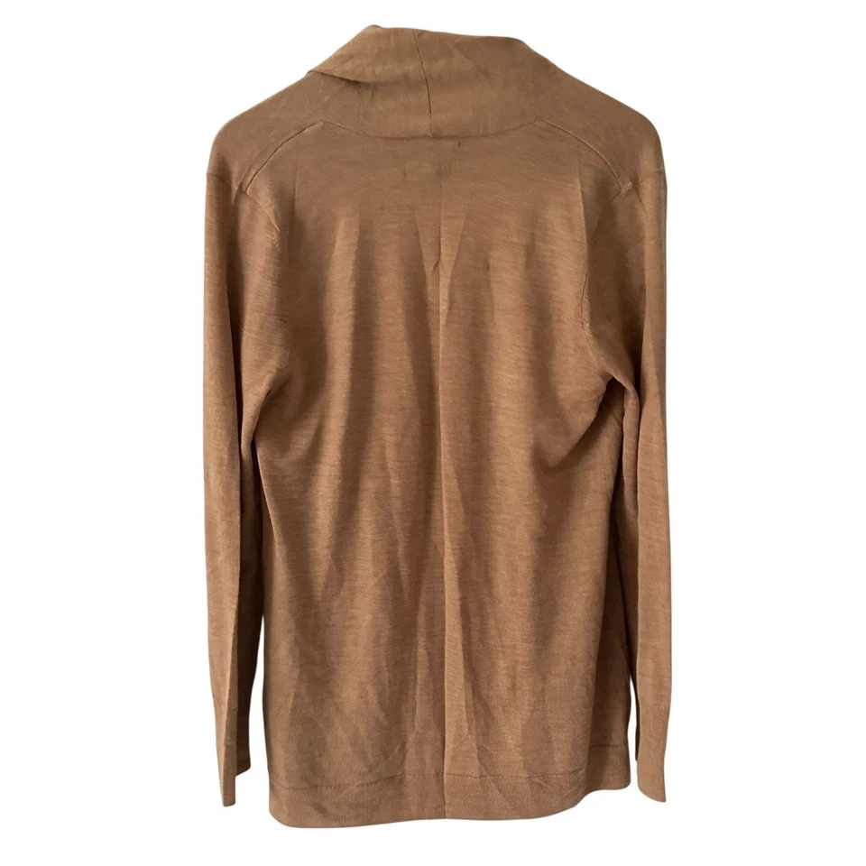 Tahari Brown Beige Superfine Merino Wool and Silk Open Cardigan Size L - Image 2 of 4