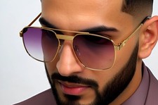 Aviator Sunglasses Rectangular Gold Metal Frame Driving Classic Retro Shades New