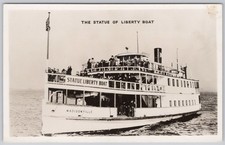 Statue of Liberty Boat US Real Photo Postcard RPPC