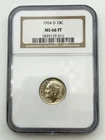 1954-D Roosevelt Silver Dime 10C NGC MS66 FT Full Torch Gem US 90% Coin BM1