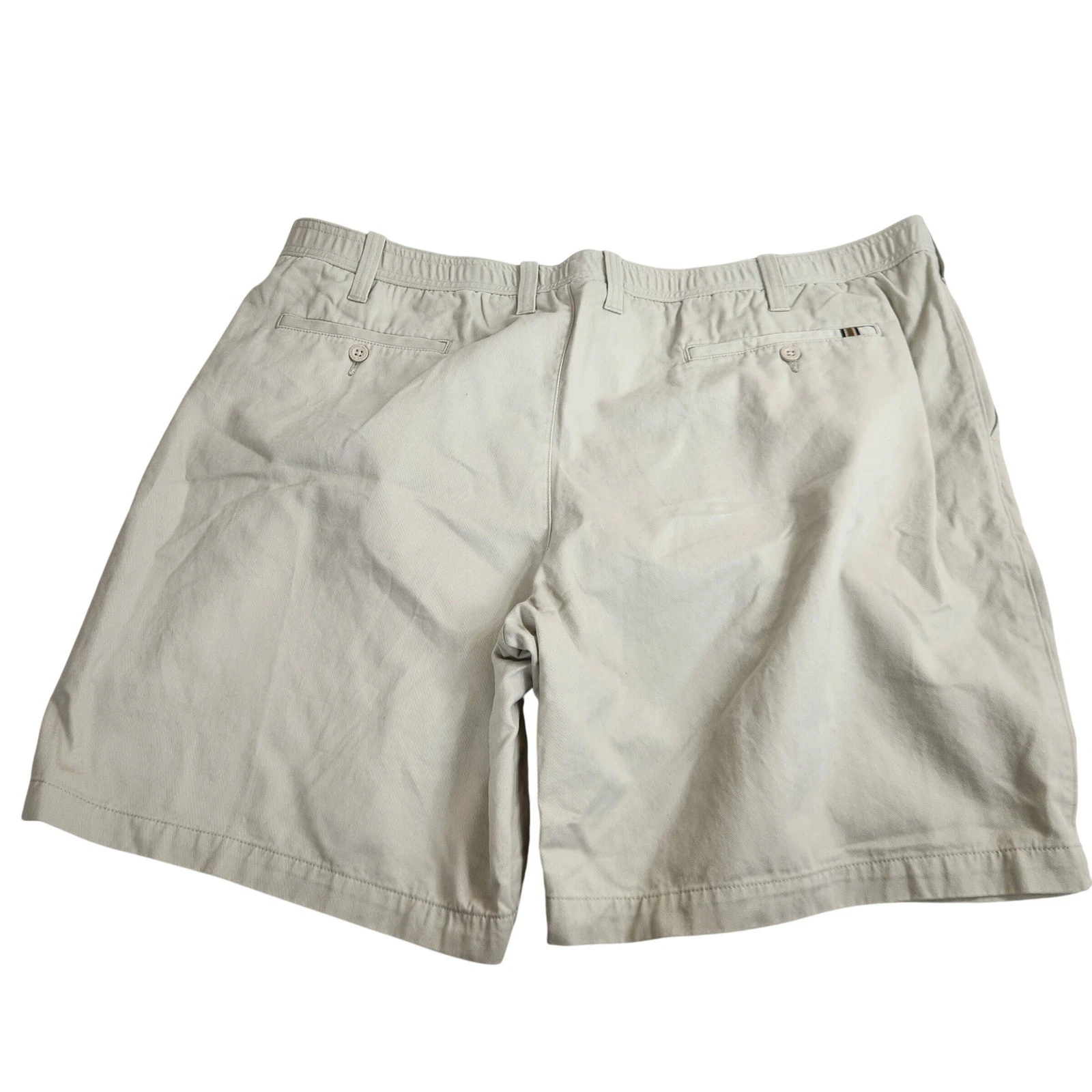 Eddie Bauer Mens Beige Pleated Chino Shorts Size 46 100% Cotton Khaki Outdoor