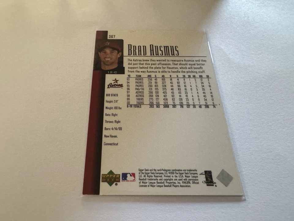 2001 Upper Deck - Brad Ausmus #367 Houston Astros Near Mint - Image 2 of 2