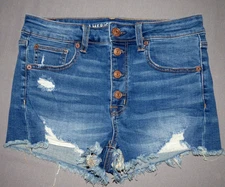 American Eagle Super Stretch Button Fly Hi-Rise Shortie Denim Shorts Women's 8