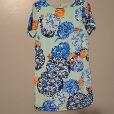 J Crew Dress 2 Gallery Shift Blue Floral Short Sleeve LIGHTWEIGHT LINED PREPPY
