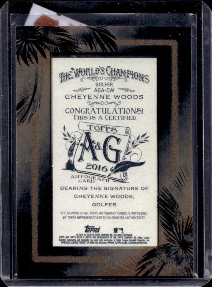 2016 Allen & Ginter Cheyenne Woods Framed Mini Auto #08/25 Golf - Image 2 of 2