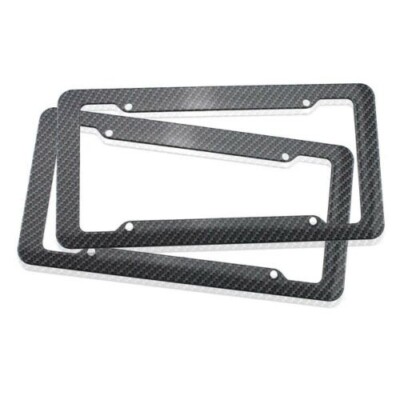 2PCS Carbon Fiber Patten License Plate Frame Tag Cover Original JDM US Standard