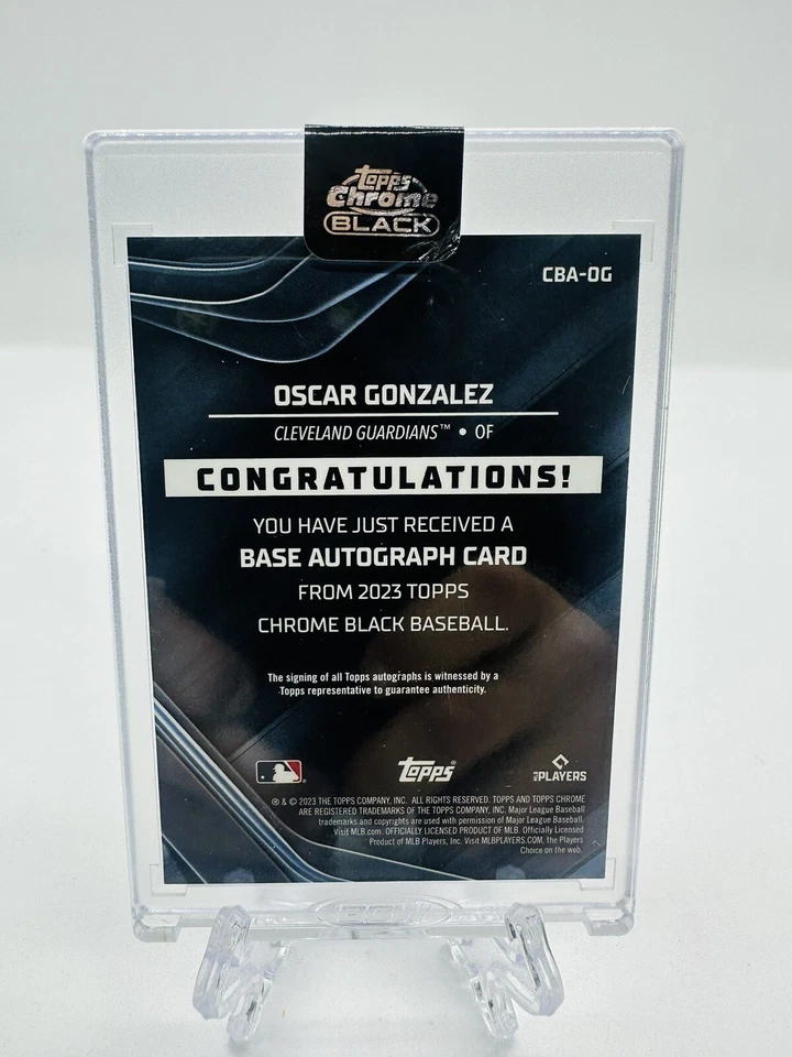 Oscar Gonzalez 2023 Topps Chrome Black Auto #CBA-OG Rookie Auto RC Guardians - Image 2 of 2
