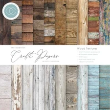 Crafts 6X6 Paper Pad Craft Consortium Wood Textures Rustic Brown Grey Blue Hues