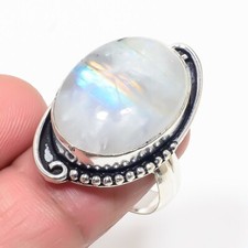 Natural Moonstone Gemstone 925 Sterling Silver Jewelry All Size Ring For Gift