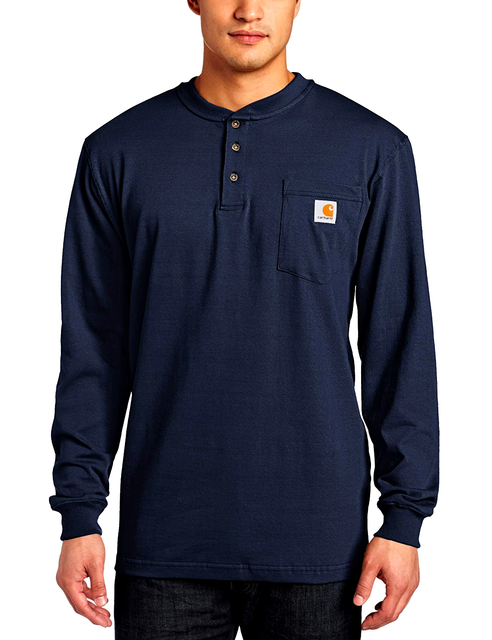 Workwear Pocket Henley Shirt Sz XL Navy 