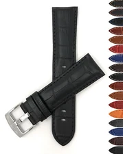 Bandini Mens Watch Band, Alligator Style, Leather Strap, 18mm - 26mm, 15 Colors
