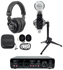 Rockville R-TRACK 2x2 1-Person Podcast Kit w/ RCM03 Microphone Stand Headphones