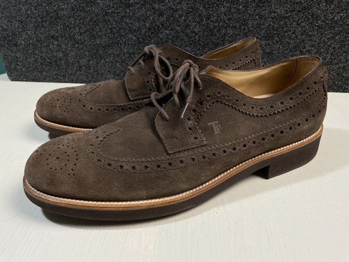 Brown Leather Suede Wingtip Derby Shoes 