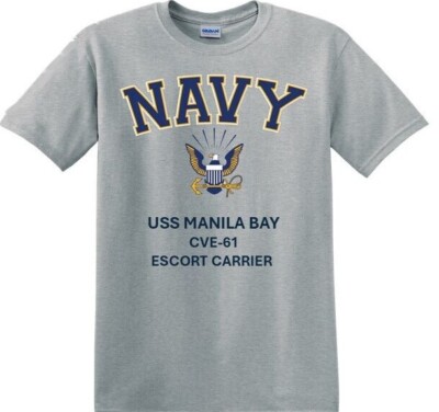 USS MANILA BAY CVE-61*E. CARRIER*NAVY EAGLE*SHIRT. OFFICIALLY LICENSED