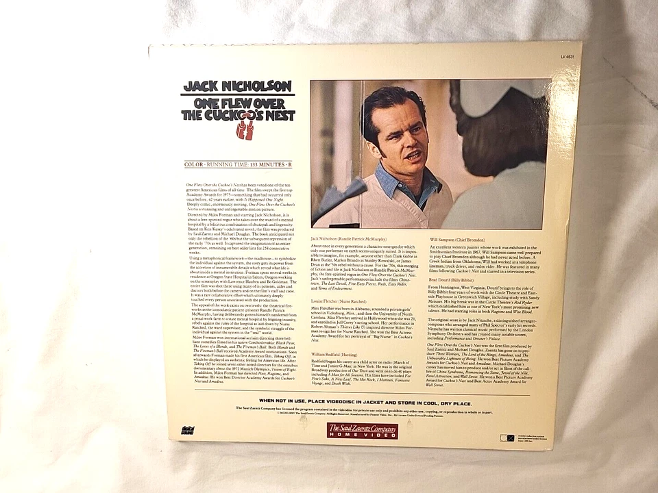 ONE FLEW OVER THE CUCKOO'S NEST / Laserdisc / **Like New** / Jack Nicholson Foto 4 de 4