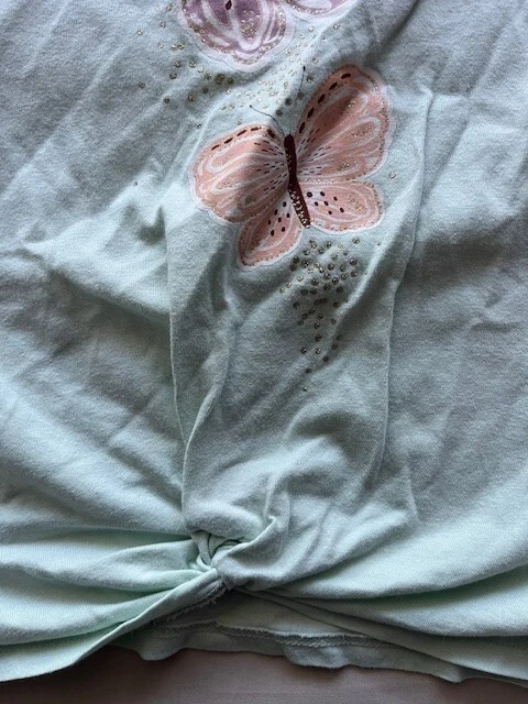 Carter's Butterfly Size 7 A Tee Shirt Top Girls Short Sleeve Light Green - Image 4 of 4