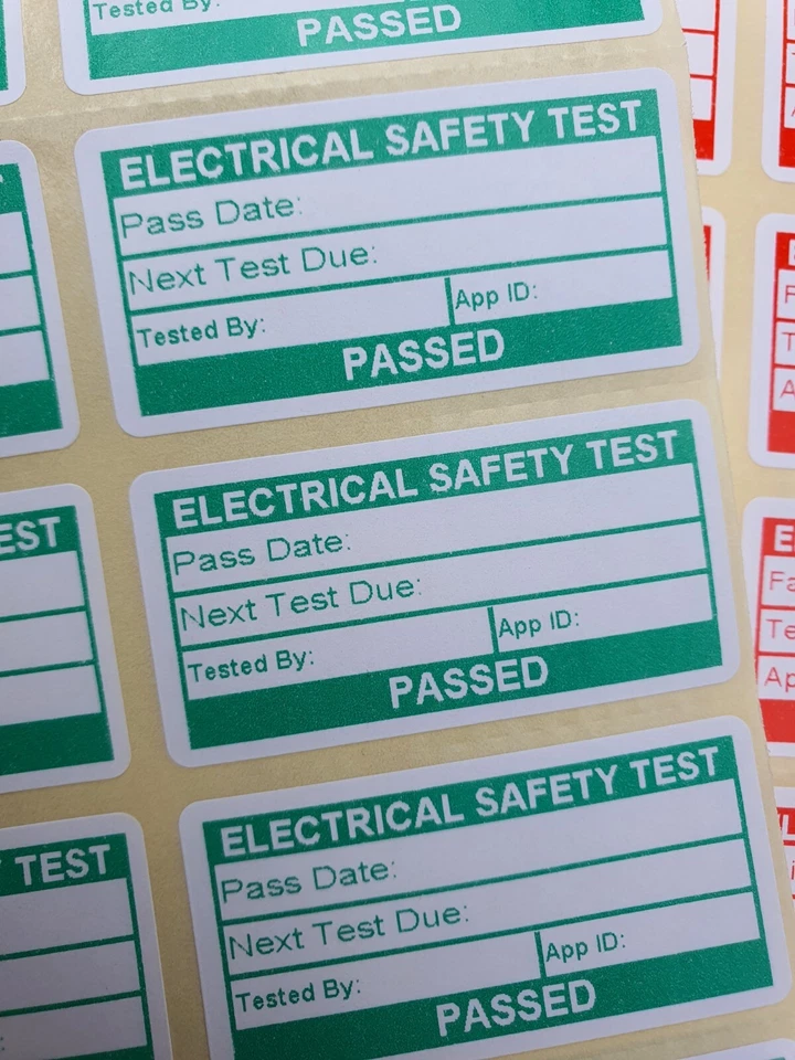 PAT Test Stickers PAT Testing Labels. 50 x25mm. PAT Test Labels. Appliance Test - Image 2 of 4