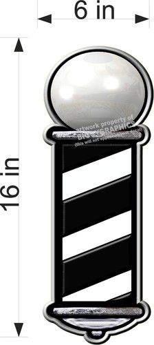 CALCOMANÍA VINILO POSTE PELUQUERÍA DISEÑO MODERNO NEGRO Y PLATA (ELIGE TU TALLA) - Imagen 3 de 8