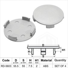 Alloy wheel center caps centre universal rim plastic 4x hub cap 55 mm - 55.5 mm