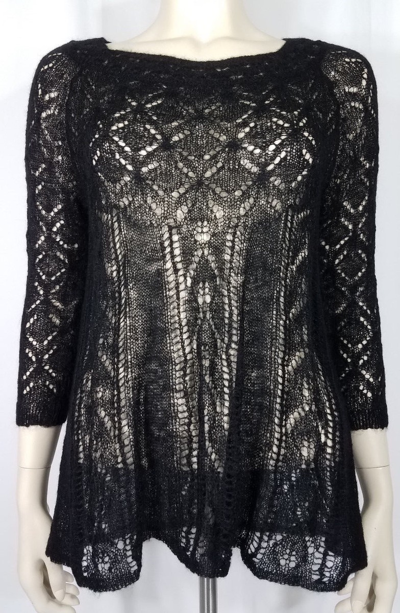 NWT Lucky Brand black sheer wool mohair blend sweater top NWT Lucky Brand black sheer wool mohair blend sweater top