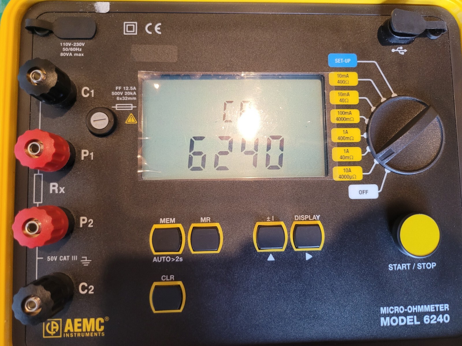 AEMC Instruments Model 6240 MicroOhmmeter 110V230V 50/60Hz 80VA Mint