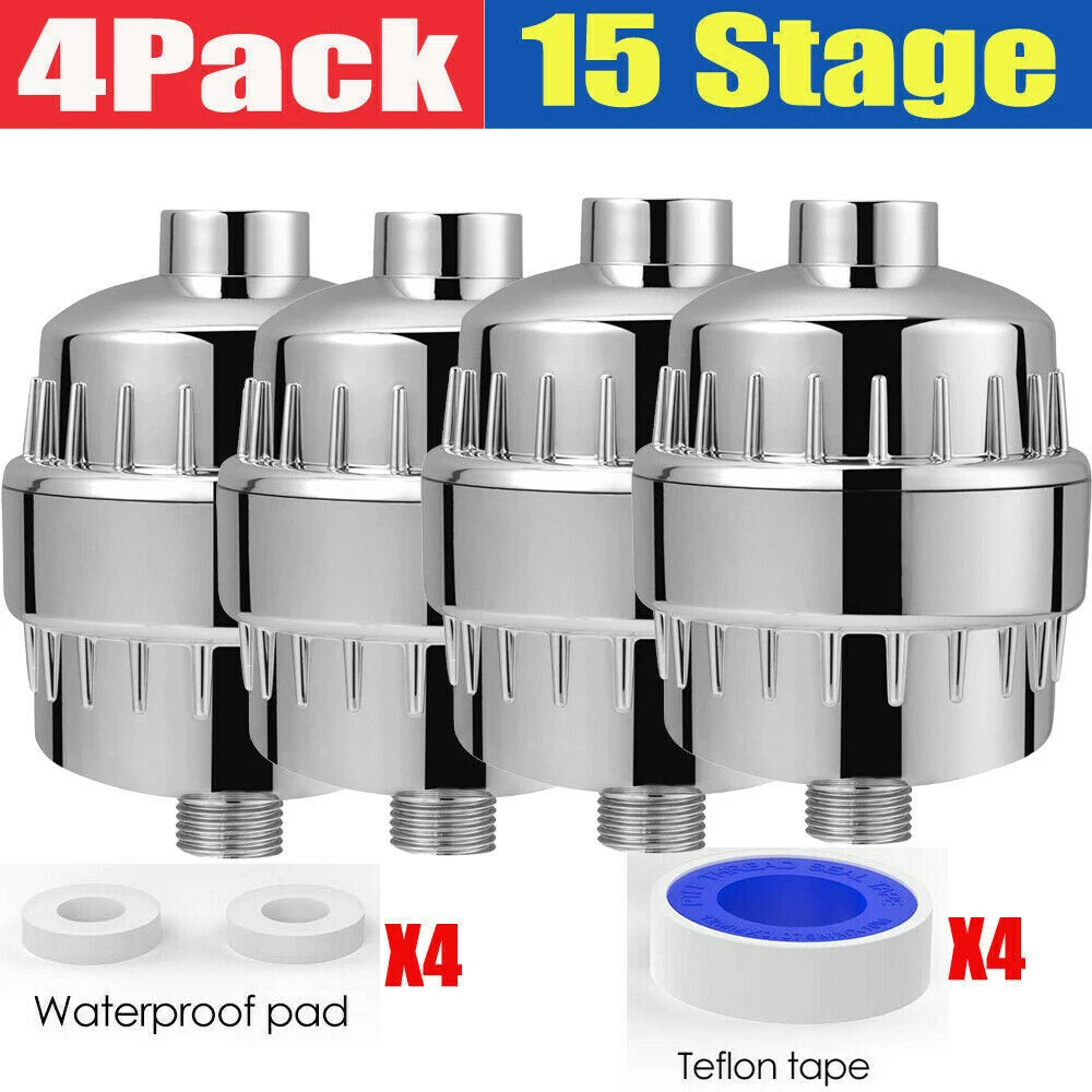 4X15 Stage Shower Head Filter Purifier W/Replaceable Filter Cartridge Hard Water