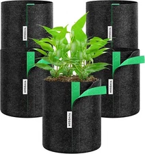 VIVOSUN 5-Pack 2 Gallon Grow Bags, Fabric Pots with Self-Adhesion Sides