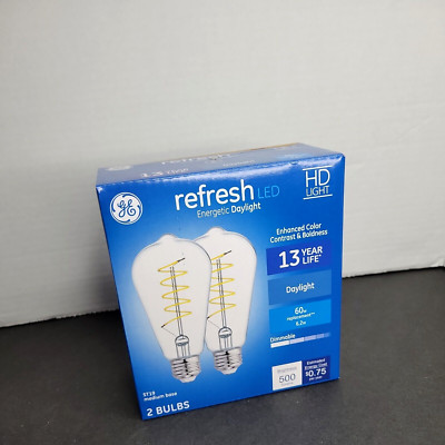 GE Refresh LED Light Bulb 2 Pack Edison Style Bulbs Dimmable Fans Lamps NEW  