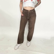 Roberto Cavalli brown gold sparkle straight leg jeans M