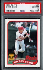 1989 Topps Chris Sabo All Star Rookie Card #490 PSA 10 GEM MINT RoY RC #1 Sharp!