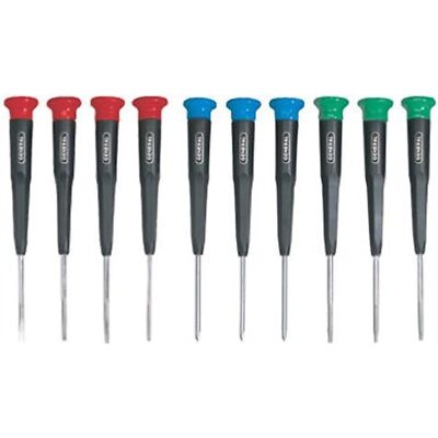 General Tools 690 Precision Screwdrivers, Set of 10, Color-Coded Slotted,