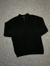 Carlo Colucci Men's Vintage Black sweater jumper 1/4 ZIP 80 Cotton Size M 8 
