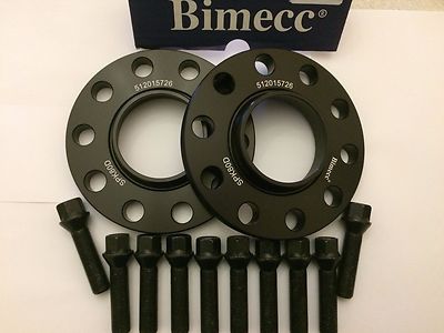 12mm BIMECC SCHWARZ RADNABE ZENTRISCH DISTANZSCHEIBEN + 10 X 40mm BOLZEN PASSEND FÜR BMW 72.6 M12X1.5 1