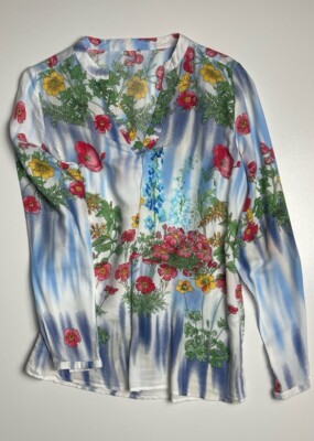 SAKS FIFTH AVENUE , Bluse, Tunika, Größe XS/S, Weiß, Blumenmuster, Neuwertig