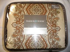 NWT-Harbor House Full/Queen Duvet Cover-Isabella- Beige Paisley Stripe- MSRP 100