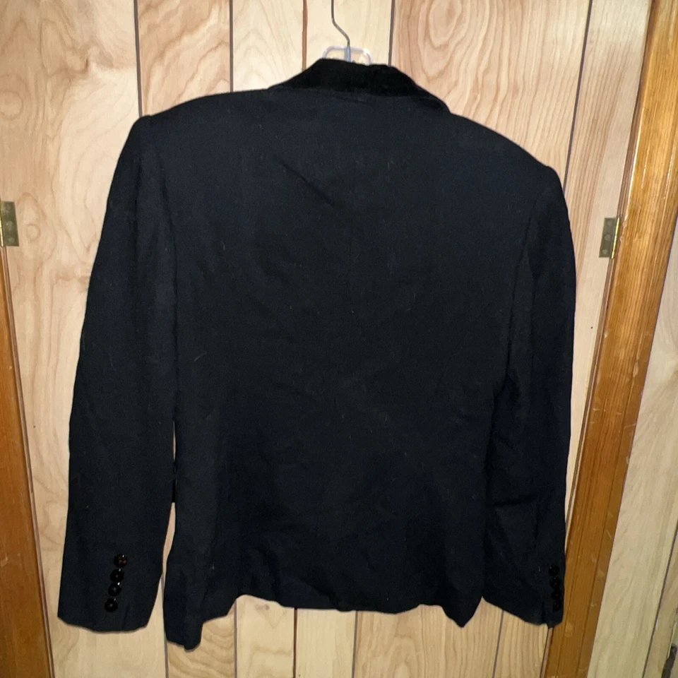 Blazer negro vintage Ralph Lauren para mujer 10 lana cuello de terciopelo ecuestre usado en excelente estado Foto 3 de 3