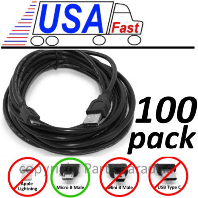 Lot100x/pk/pcs 15ft long USB Micro 5pin Phone/Charger/Sync/Data Cable/Cord/Wire