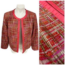Chicos Blazer Womens Size 2 Jacket US 12 Textured Orange Harvest Office Corpcore