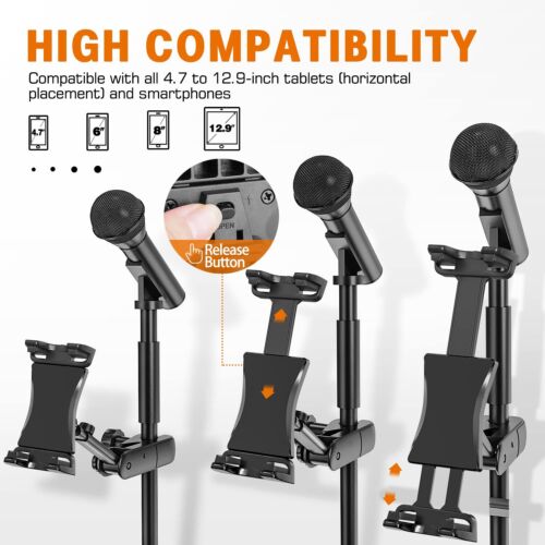 JUBOR Tablet Holder for Microphone Stand Mic Music Stand Tablet Holder for iP... - Picture 4 of 7