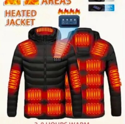 Men s smart Heated Jacket, Heating Areas- USB rechargeable, Machine Washable
