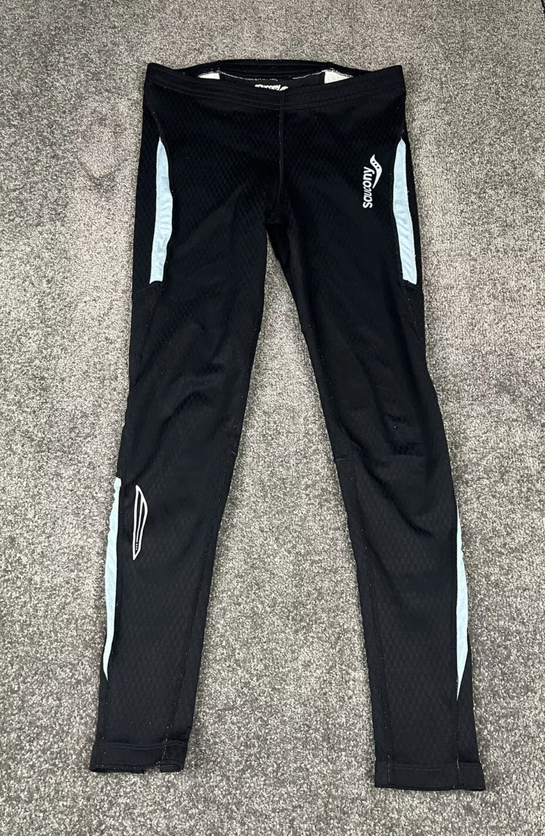 Saucony Pants Womens Medium Black Blue Mid Rise Running Tights Ankle Ladies