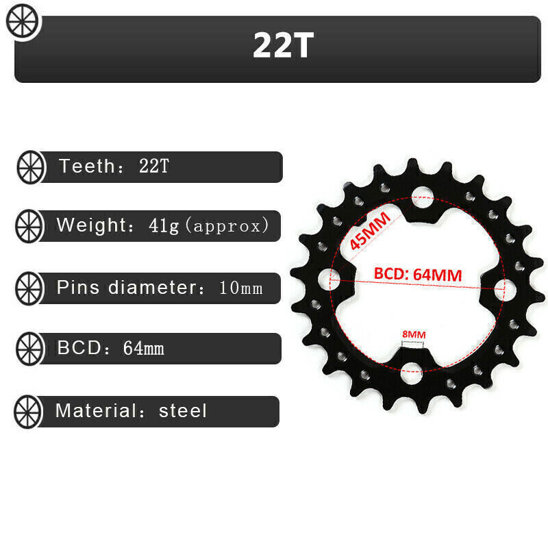 22t 24t 32t 42t 44t 64/104BCD Single/Double/Triple Bike Chain Rings fit ...