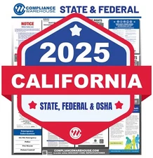2025 California CA State/Fed Labor Law All In1 Compliance Poster Paper/Laminated