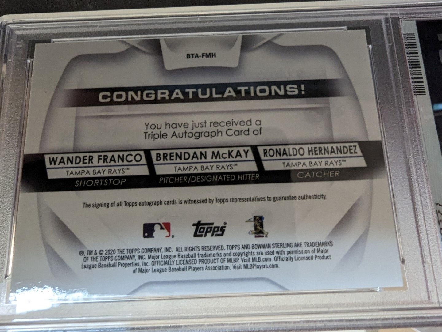2020 Bowman Sterling SUPERFRACTOR Wander Franco RC AUTO 1/1 PSA 9 One of One view 4